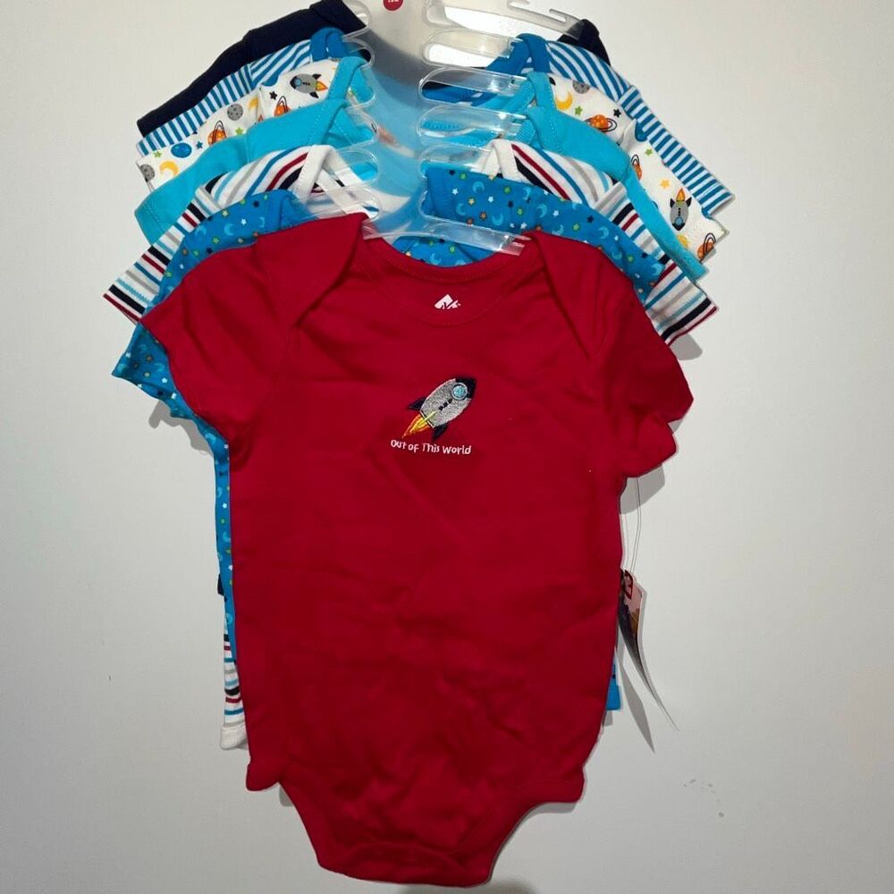 Member's‎ Mark Baby 7-Pack Short Sleeve 100% Cotton On-Piece Bodysuit Sz 18M NWT
